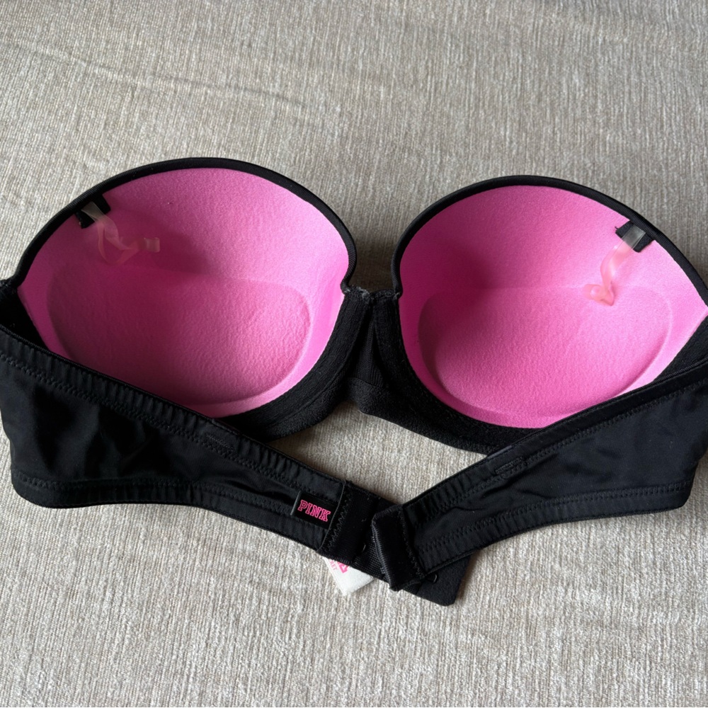 PINK Victoria's Secret Black Strapless Push-Up Bra 34A - Picture 3 of 6